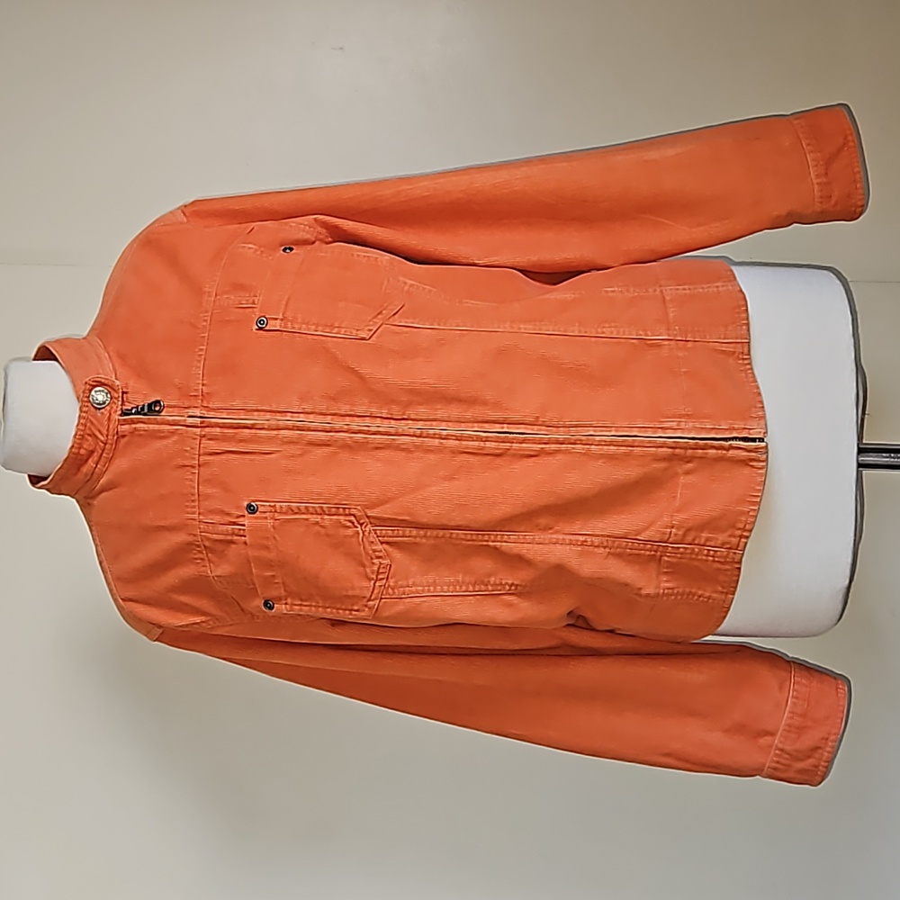 J.Jill Corduroy Orange Jacket Band Neck Full Zipper Size Large